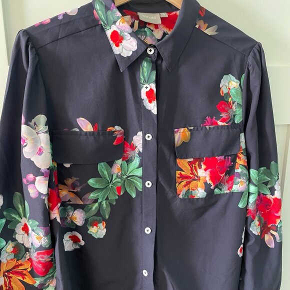 EShakti Women's Floral Button Down Shirt - Picture 2 of 7